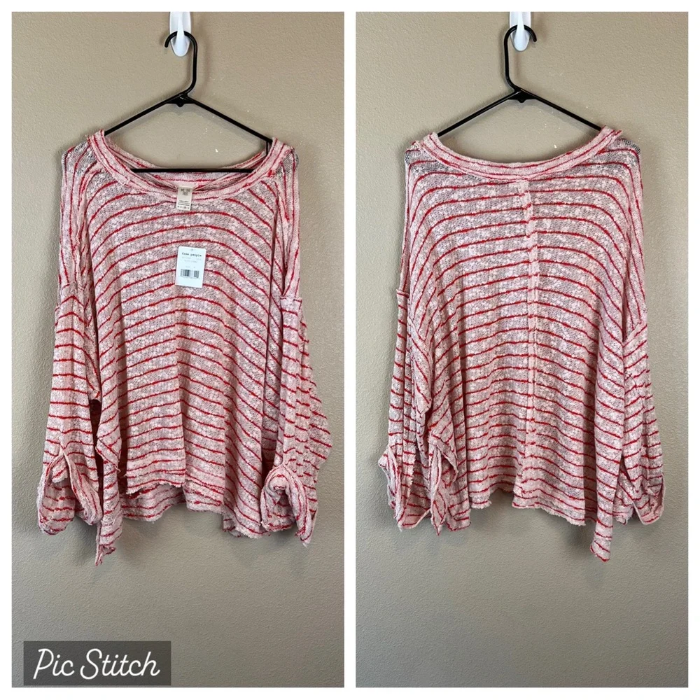 Free People Striped Island Girl Top Blush Combo